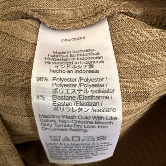 Madewell Tan Ribbed Square-Neck Top Long Sleeve Medium - Picture 6 of 8